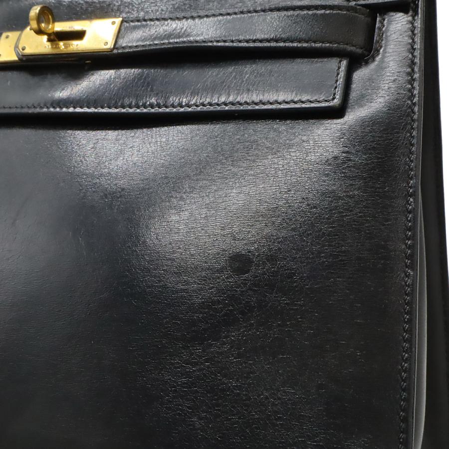 HERMES エルメス ケリー32 ハンドバッグ ヴィンテージ 外縫い ボックスカーフ レザー ブラック 黒 ゴールド金具 〇H刻印 | HERMES | 08