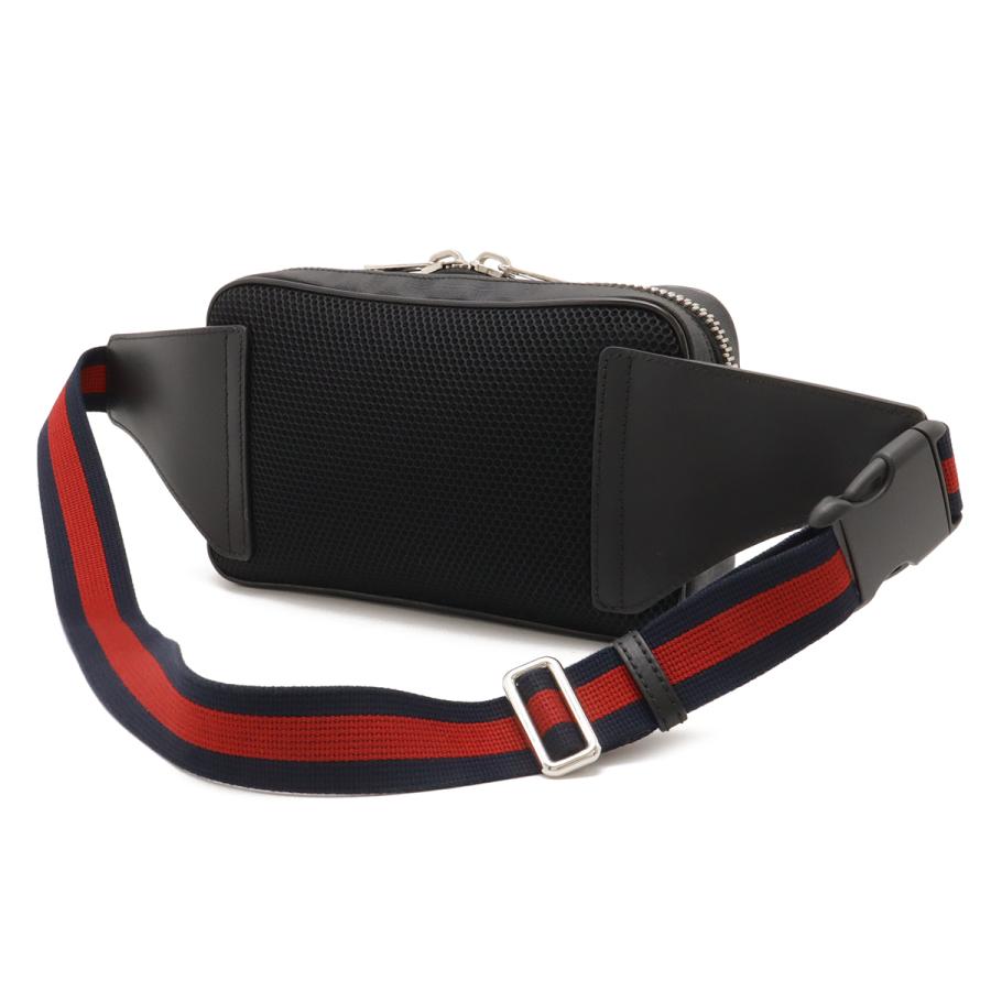 GUCCI グッチ GGスプリーム ウェブライン ウエストバッグ ボディバッグ ベルトバッグ PVC レザー ブラック 黒 ダークグレー シルバー金具_1