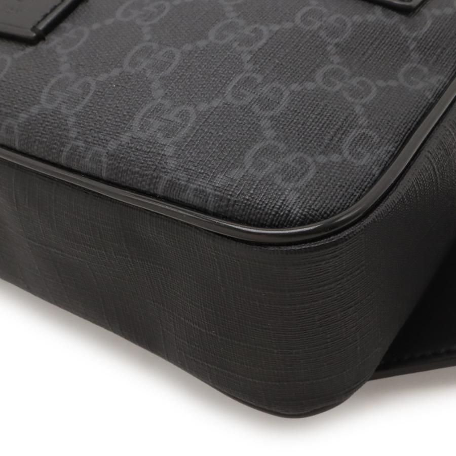 GUCCI グッチ GGスプリーム ウェブライン ウエストバッグ ボディバッグ ベルトバッグ PVC レザー ブラック 黒 ダークグレー シルバー金具_2