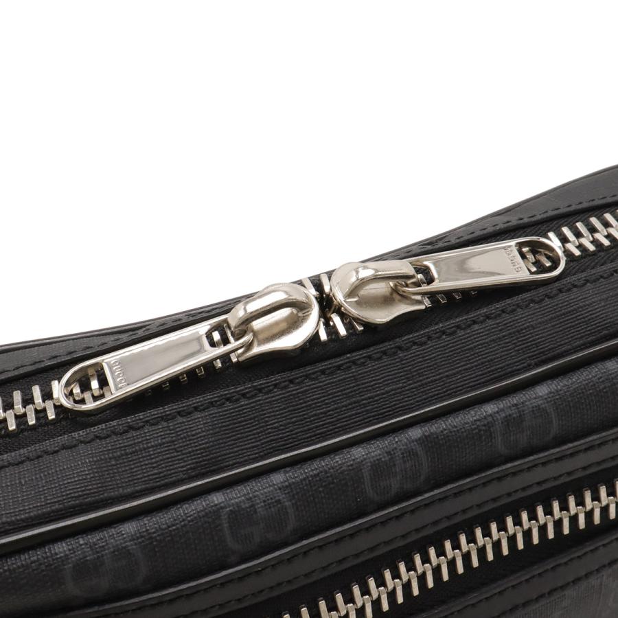 GUCCI グッチ GGスプリーム ウェブライン ウエストバッグ ボディバッグ ベルトバッグ PVC レザー ブラック 黒 ダークグレー シルバー金具_4