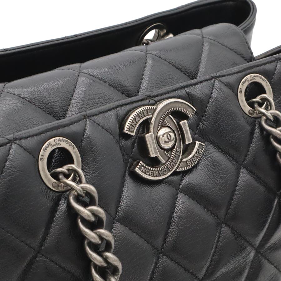 CHANEL シャネル ボーイシャネル マトラッセ ココマーク チェーンショルダー ショルダーバッグ トートバッグ レザー ブラック 黒 | CHANEL | 04