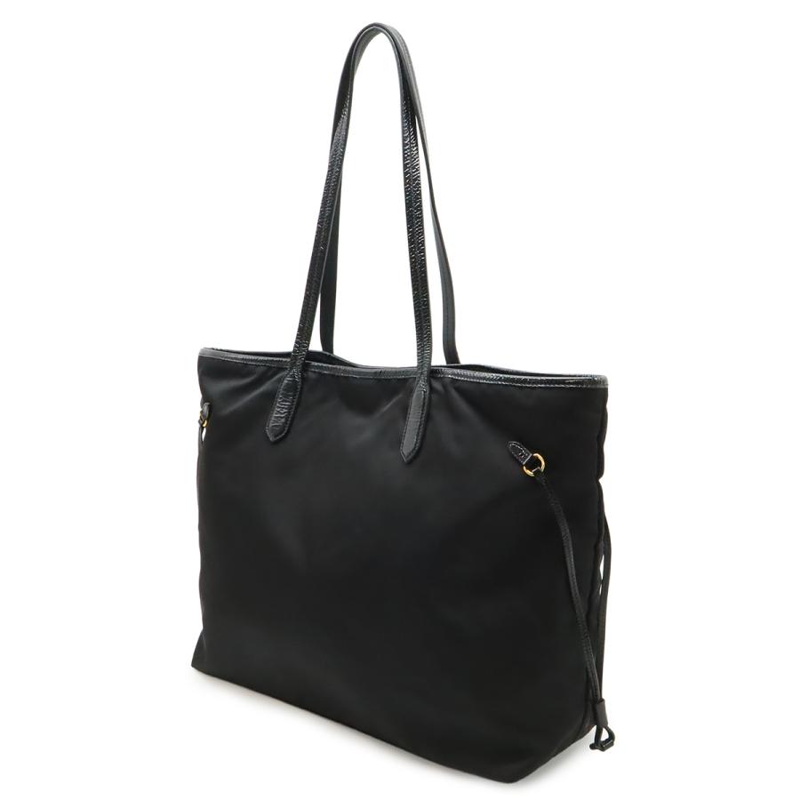 PRADA プラダ ロゴ トートバッグ ラージトート ショルダーバッグ 肩掛け ナイロン エナメル パテントレザー NERO 黒 ブラック | PRADA | 01