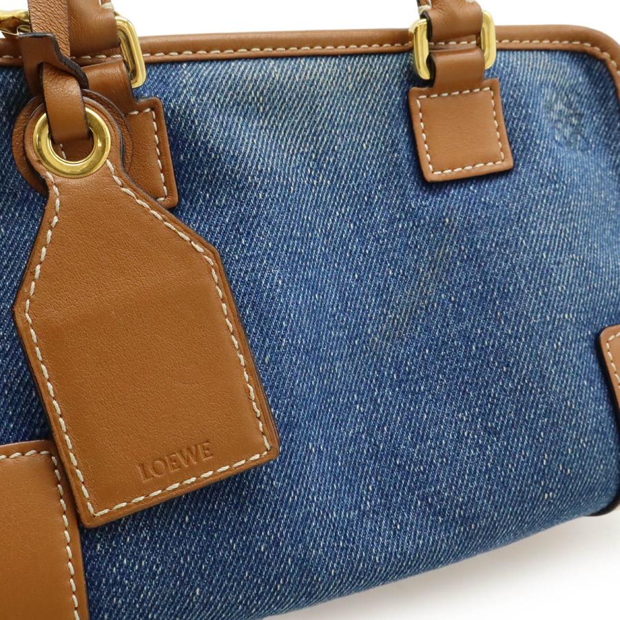 LOEWE ロエベ アマソナ23 アナグラム ハンドバッグ ミニボストン 2WAY ショルダーバッグ デニム レザー ブルー 青 ブラウン 茶 | LOEWE | 08