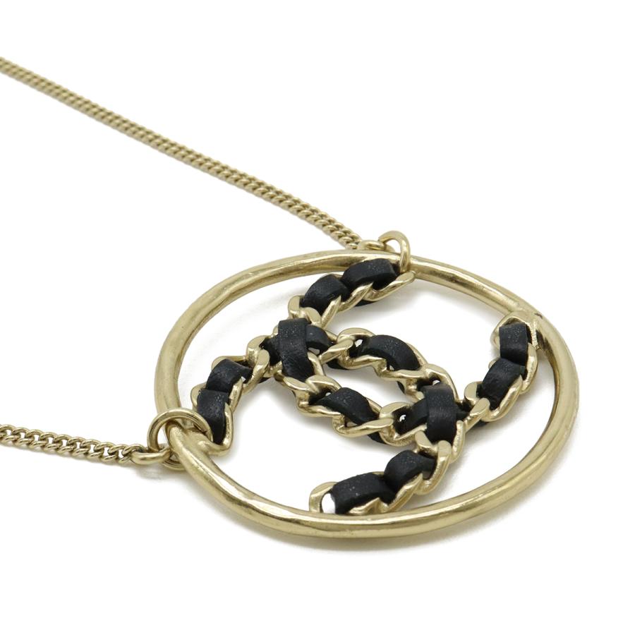 CHANEL シャネル ココマーク サークル チェーン ネックレス ペンダント GP レザー ゴールド ブラック B19 P | CHANEL | 03