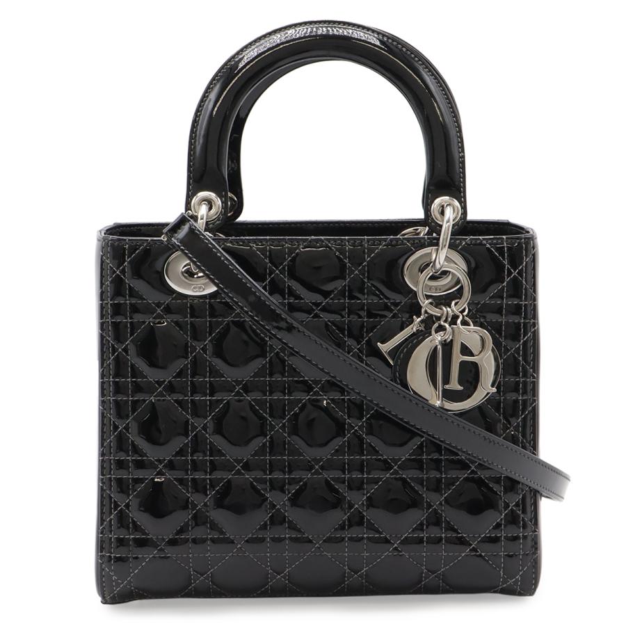 Christian Dior クリスチャン ディオール レディディオール カナージュ トートバッグ 2WAY ショルダーバッグ パテントレザー ブラック | Christian Dior
