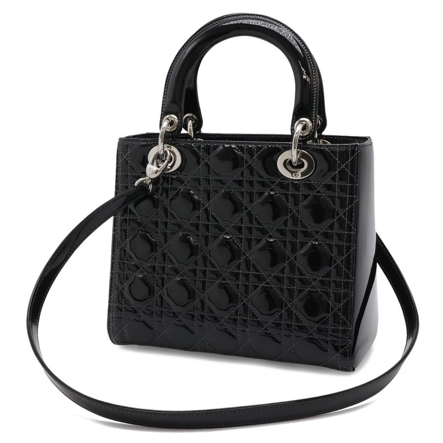 Christian Dior クリスチャン ディオール レディディオール カナージュ トートバッグ 2WAY ショルダーバッグ パテントレザー ブラック | Christian Dior | 01