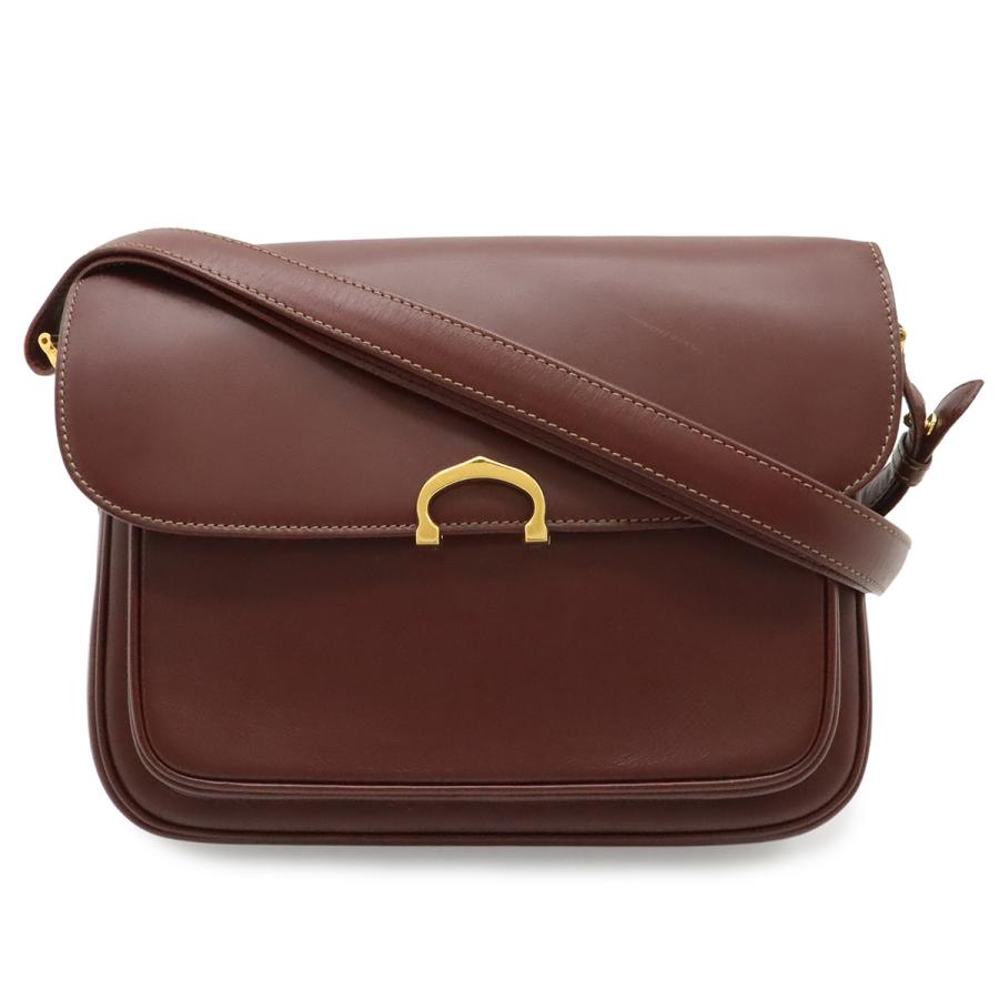Cartier カルティエ マスト ショルダーバッグ ワンショルダー セミショルダー 2WAY 斜め掛け 肩掛け レザー ボルドー 赤 ゴールド金具 | Cartier