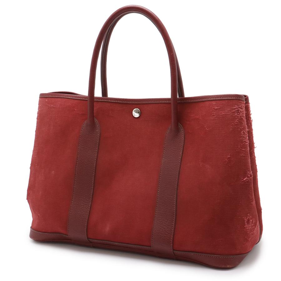 HERMES エルメス ガーデンパーティPM トートバッグ ハンドバッグ トワルオフィシエ キャンバス レザー ルージュヴィフ レッド | HERMES | 01