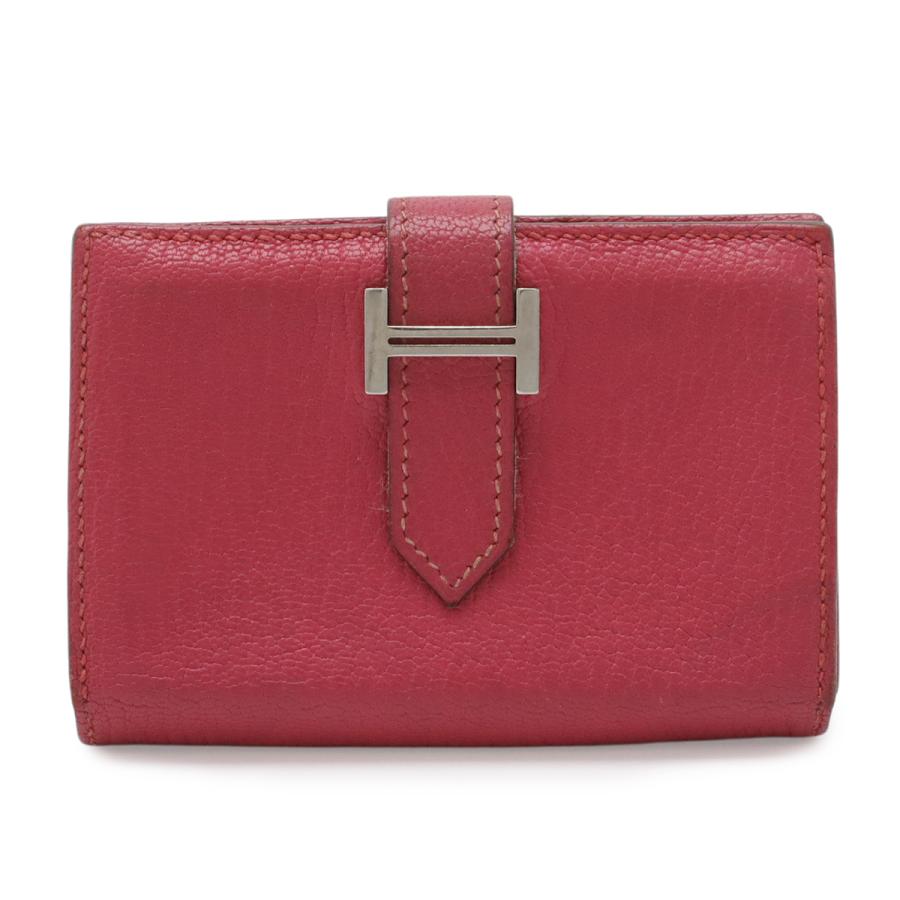 HERMES エルメス ベアン カードケース 名刺入れ パスケース シェーブル レザー フューシャピンク シルバー金具 □L刻印 | HERMES