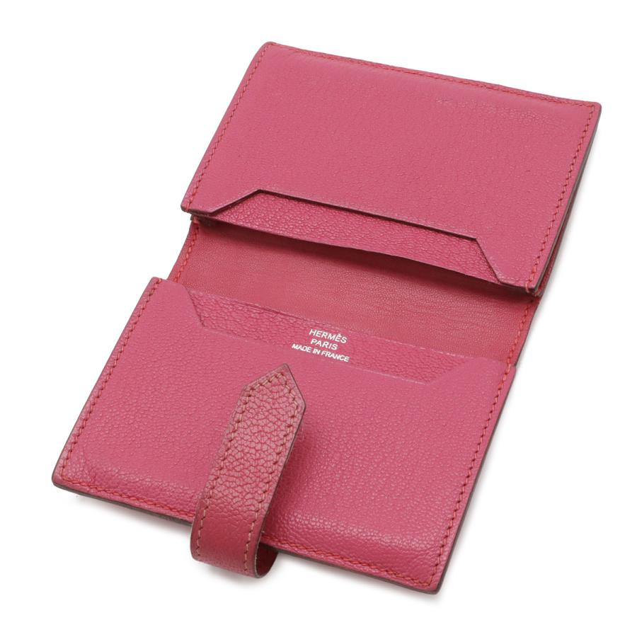 HERMES エルメス ベアン カードケース 名刺入れ パスケース シェーブル レザー フューシャピンク シルバー金具 □L刻印 | HERMES | 04