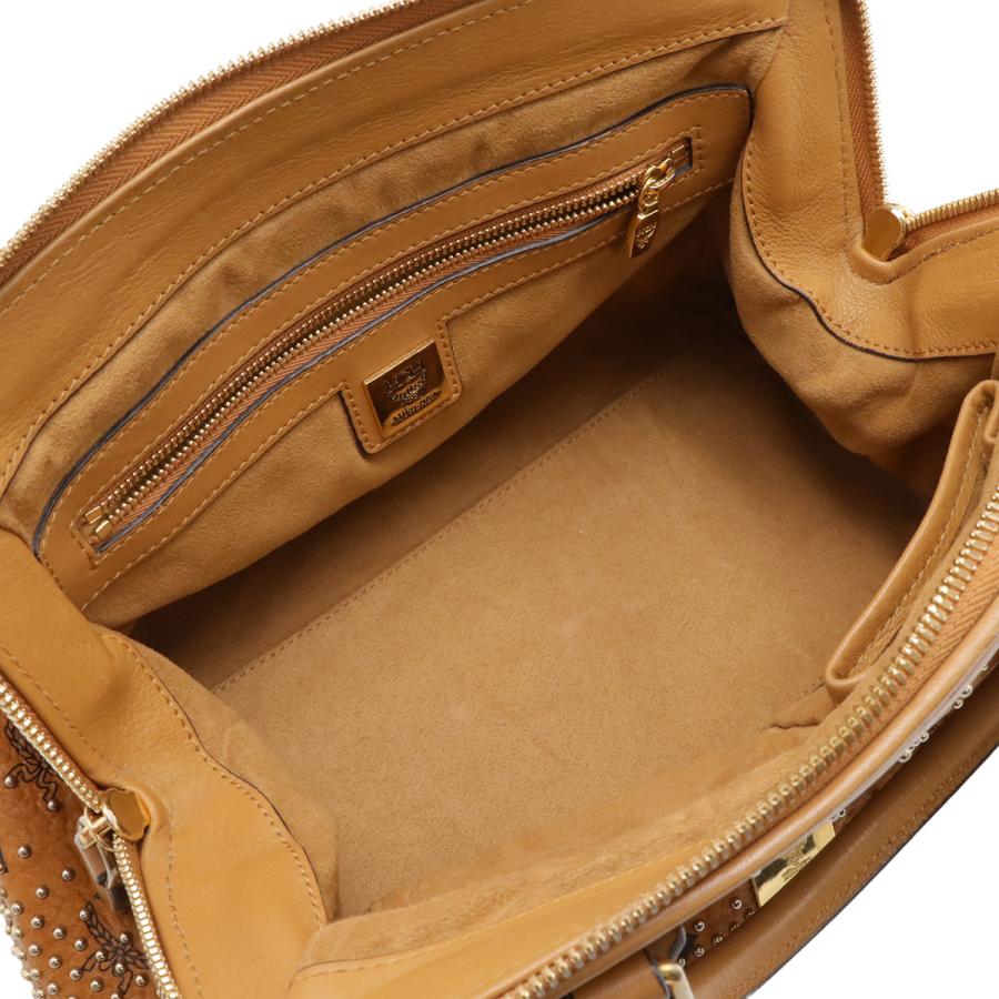 MCM エムシーエム ロゴグラム ハンドバッグ ミニボストンバッグ 2WAY ショルダーバッグ スタッズ PVC レザー コニャック 茶 ブラウン | MCM | 06