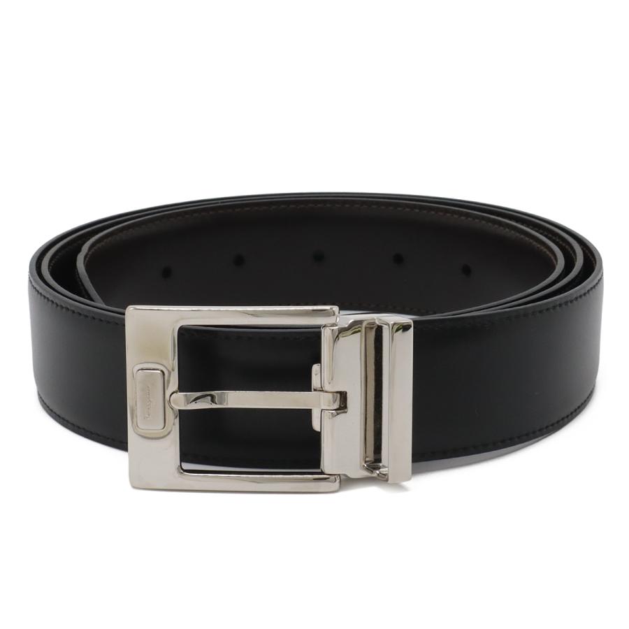Salvatore Ferragamo サルヴァトーレ フェラガモ ベルト リバーシブル レザー ブラック 黒 ダークブラウン 実寸約116cm カット済 | 