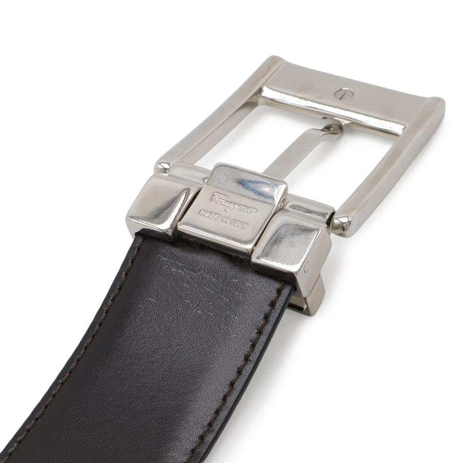 Salvatore Ferragamo サルヴァトーレ フェラガモ ベルト リバーシブル レザー ブラック 黒 ダークブラウン 実寸約116cm カット済 |  | 03