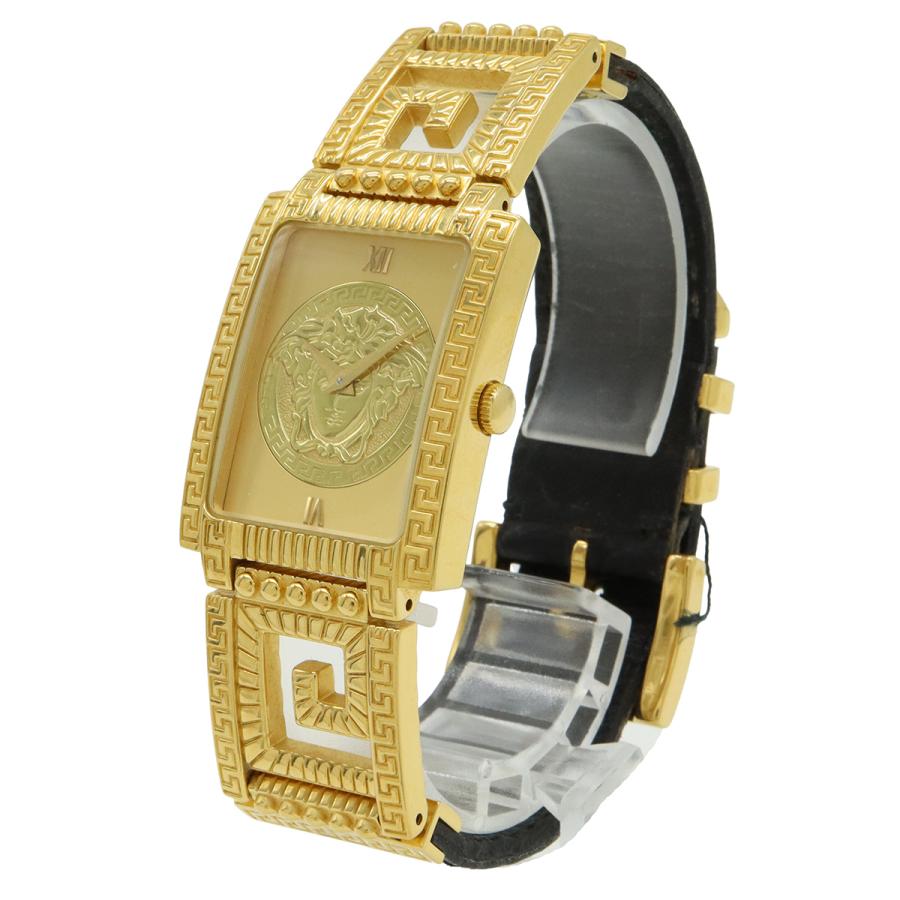 VERSACE ヴェルサーチ メデューサ ゴールド文字盤 GP 革ベルト レディース QZ クォーツ 腕時計 7008015 | VERSACE | 01