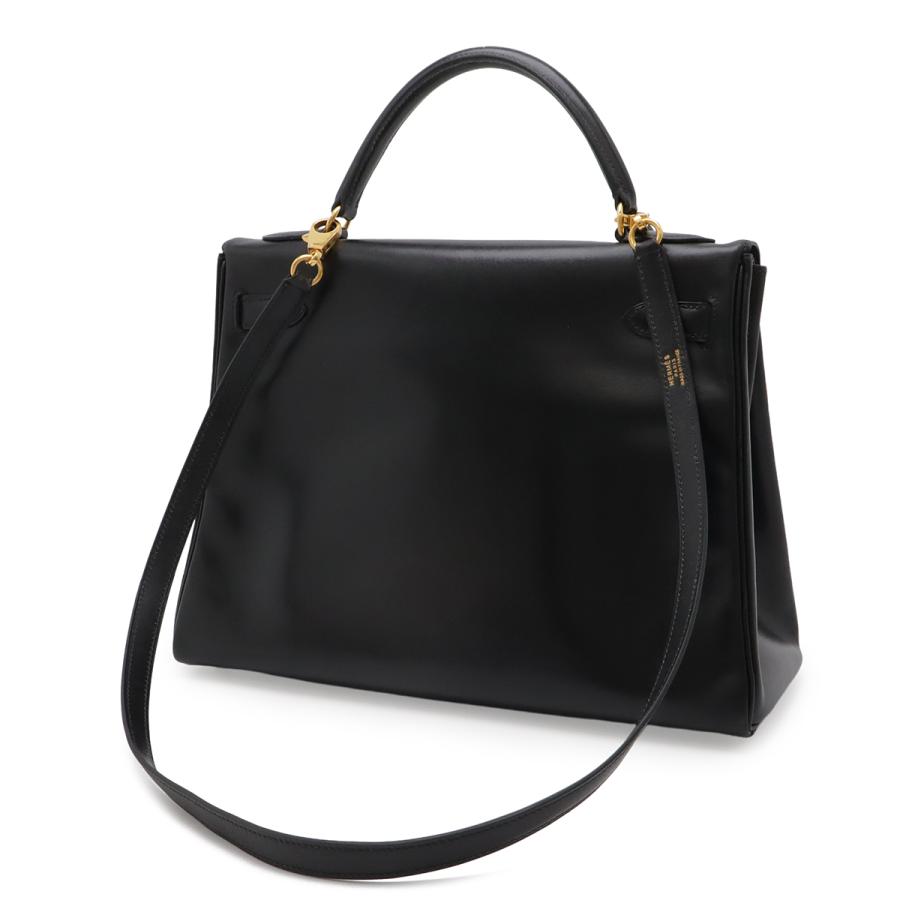HERMES エルメス ケリー32 ハンドバッグ 2WAY ショルダーバッグ ヴィンテージ 内縫い ボックスカーフ レザー ブラック 黒 ゴールド金具 | HERMES | 01