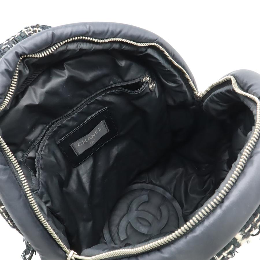 CHANEL シャネル ドゥドーヌ ココネージュ バックパック リュックサック デイパック ロゴ型押し ナイロン ツイード ブラック | CHANEL | 07