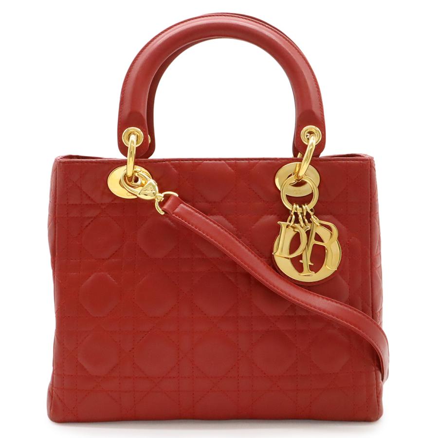 Christian Dior クリスチャン ディオール レディディオール カナージュ ハンドバッグ トートバッグ レザー レッド 赤 ゴールド金具 | Christian Dior