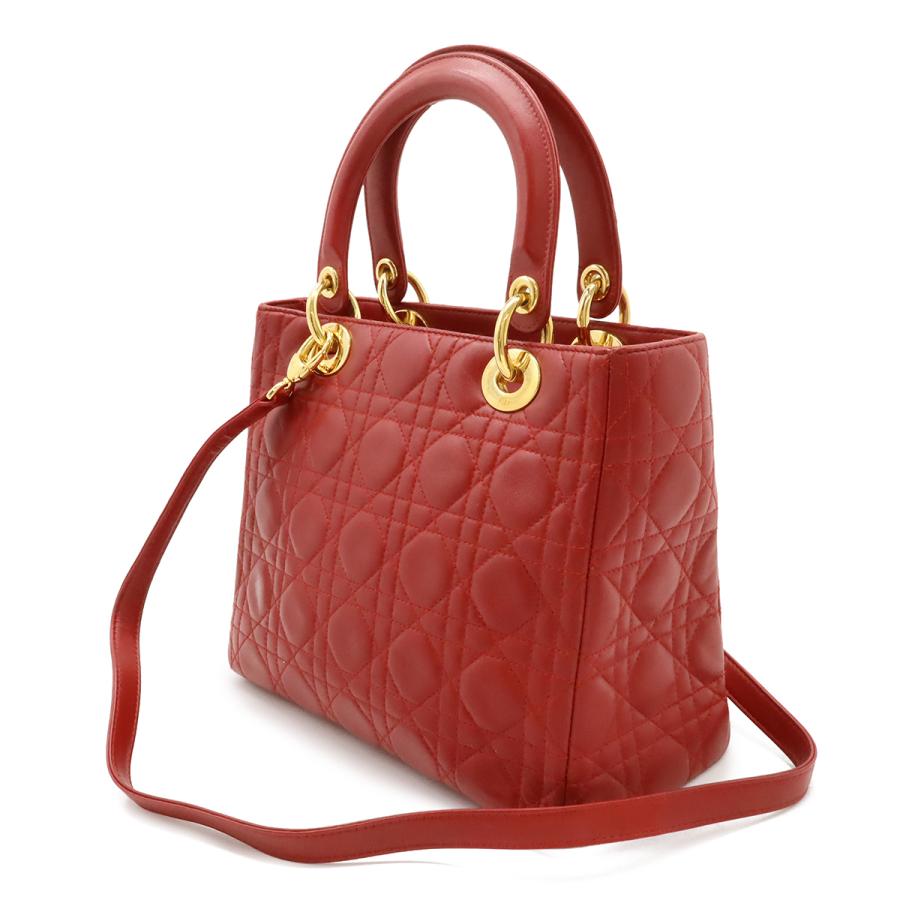 Christian Dior クリスチャン ディオール レディディオール カナージュ ハンドバッグ トートバッグ レザー レッド 赤 ゴールド金具 | Christian Dior | 01