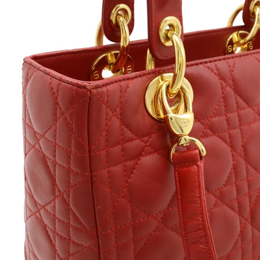 Christian Dior クリスチャン ディオール レディディオール カナージュ ハンドバッグ トートバッグ レザー レッド 赤 ゴールド金具 | Christian Dior | 06