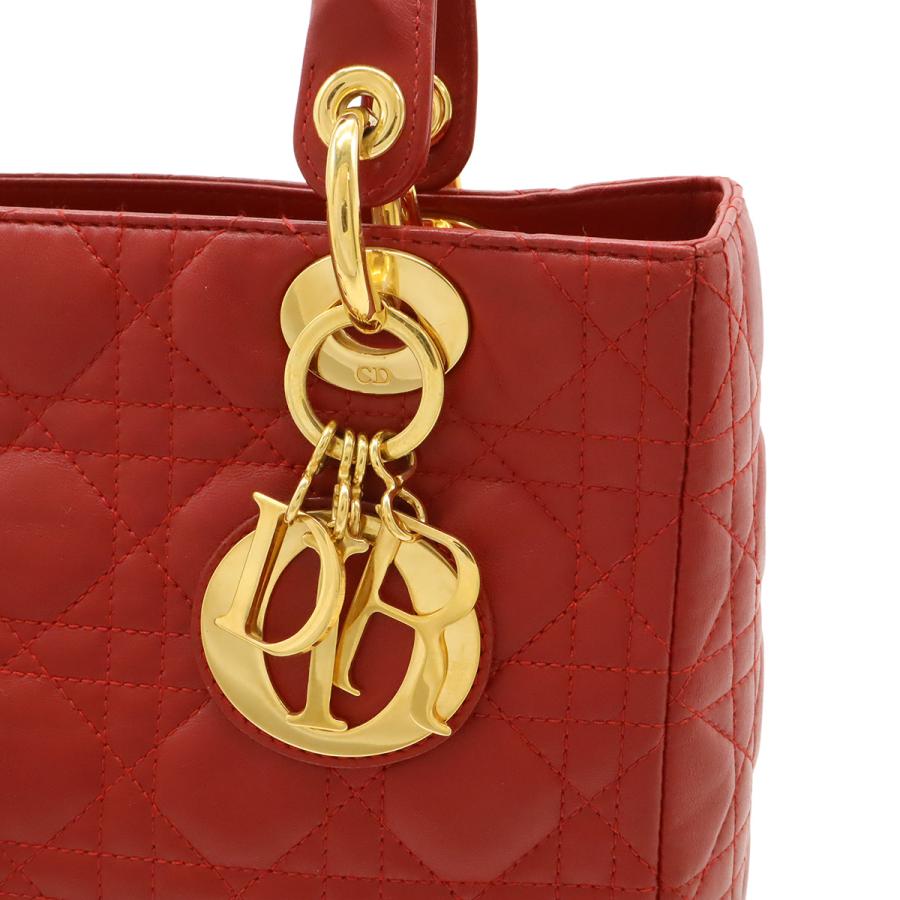 Christian Dior クリスチャン ディオール レディディオール カナージュ ハンドバッグ トートバッグ レザー レッド 赤 ゴールド金具 | Christian Dior | 08
