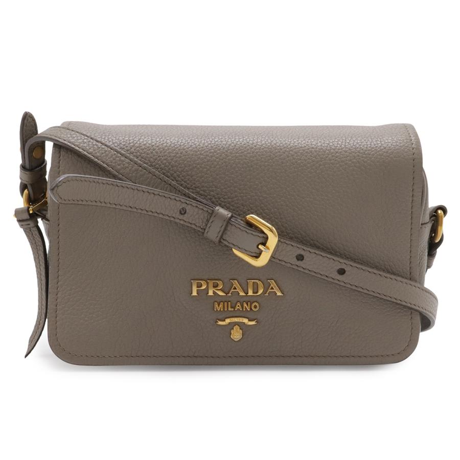 PRADA プラダ ポシェット ショルダーバッグ フラップショルダー 斜め掛け レザー グレージュ ゴールド金具 1BD163 | PRADA
