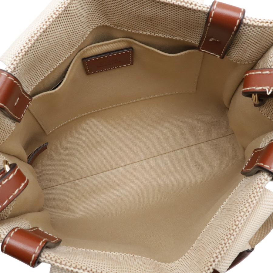 Chloe クロエ ウッディ スモール トートバッグ ハンドバッグ 2WAY ショルダーバッグ キャンバス レザー ベージュ ブラウン CHC23AS397 | Chloe | 06