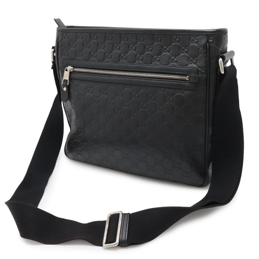GUCCI グッチ グッチシマ シェリーライン ショルダーバッグ メッセンジャーバッグ ラバーコーティングレザー ブラック 黒 シルバー金具 | GUCCI | 01