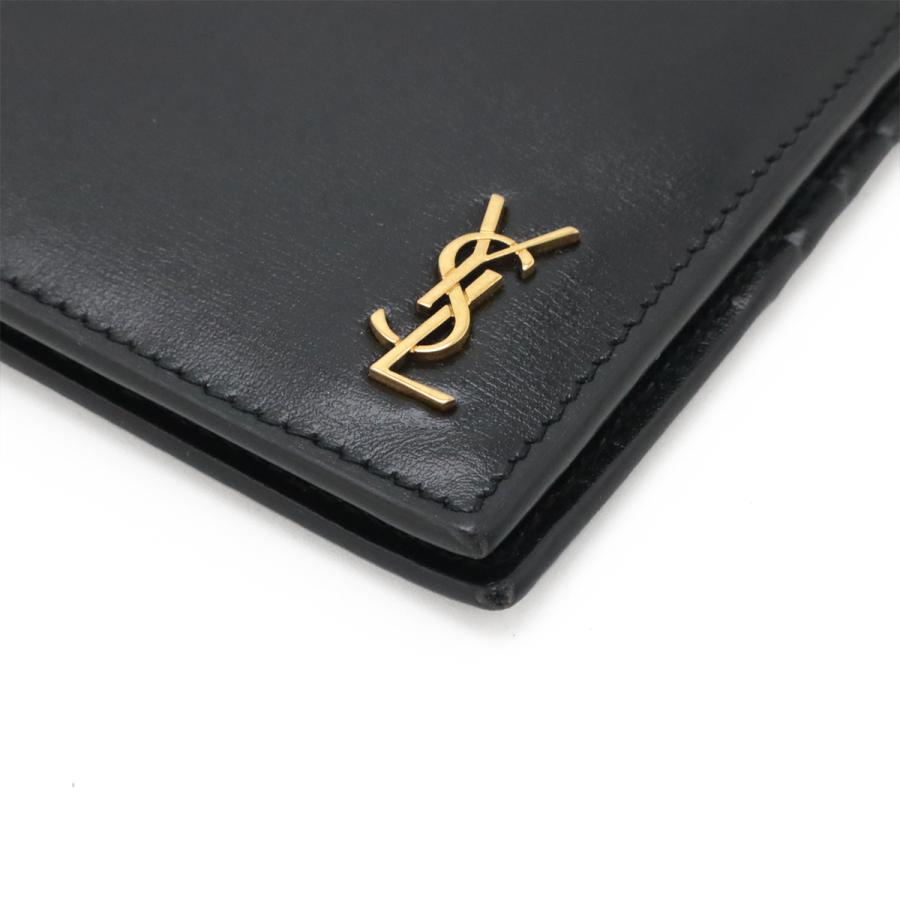 SAINT LAURENT PARIS サン ローラン パリ YSL イブサンローラン タイニー カサンドラ ロゴ 2つ折札入れ 二つ折り財布 レザー ブラック 黒 |  | 02