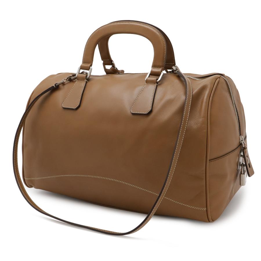 PRADA プラダ ハンドバッグ ミニボストンバッグ 2WAY ショルダーバッグ セミショルダー 肩掛け レザー キャメル ライトブラウン