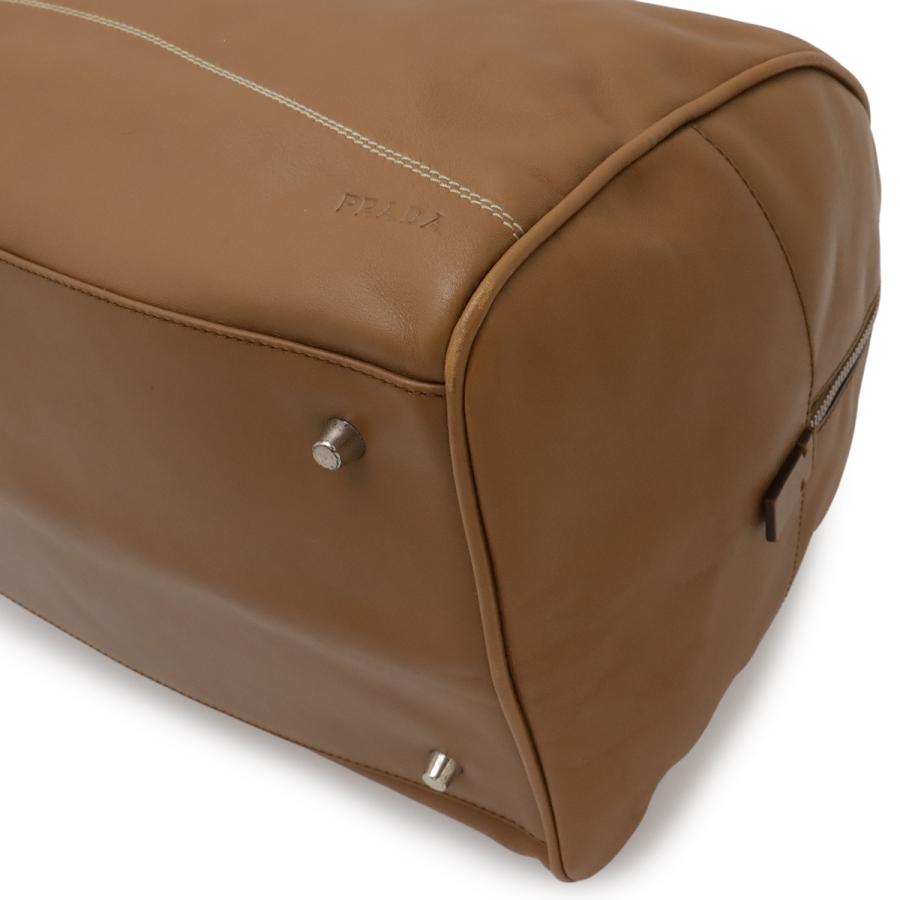 PRADA プラダ ハンドバッグ ミニボストンバッグ 2WAY ショルダーバッグ セミショルダー 肩掛け レザー キャメル ライトブラウン