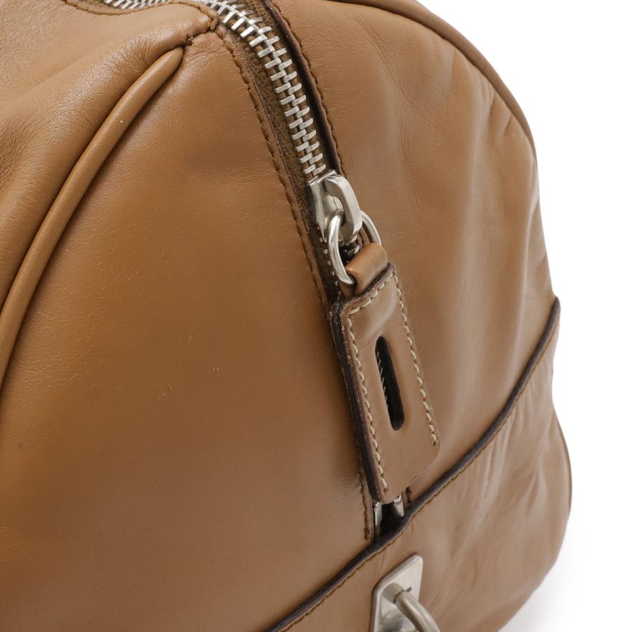 PRADA プラダ ハンドバッグ ミニボストンバッグ 2WAY ショルダーバッグ セミショルダー 肩掛け レザー キャメル ライトブラウン
