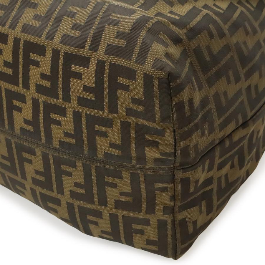 FENDI フェンディ ズッカ柄 トートバッグ ショルダーバッグ 肩掛け ナイロンキャンバス エナメル カーキブラウン ダークブラウン 茶 | FENDI | 02
