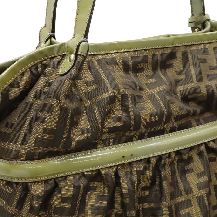 FENDI フェンディ ズッカ柄 トートバッグ ショルダーバッグ 肩掛け ナイロンキャンバス エナメル カーキブラウン ダークブラウン 茶 | FENDI | 07