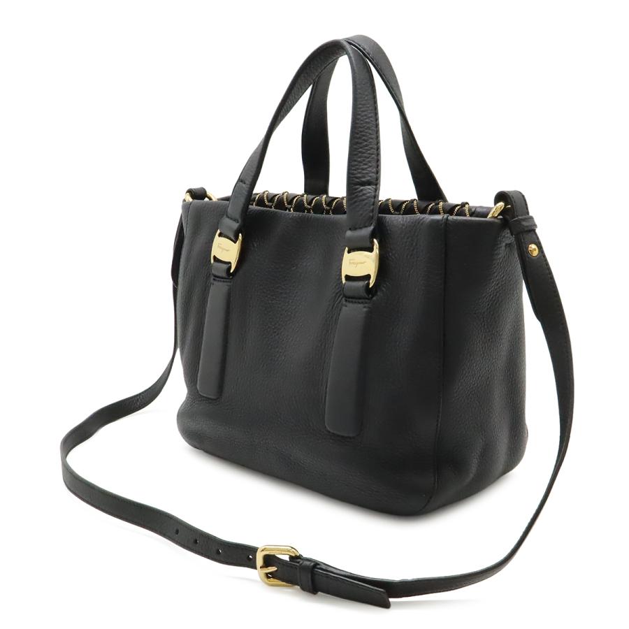 Salvatore Ferragamo サルヴァトーレ フェラガモ ヴァラ ハンドバッグ 2WAY ショルダーバッグ チェーン レザー ブラック 黒 ゴールド金具 |  | 01