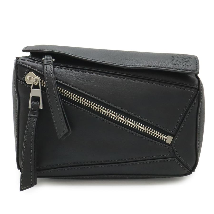 LOEWE ロエベ パズル バムバッグ ミニ ボディバッグ ショルダーバッグ ウエストバッグ レザー ブラック 黒 シルバー金具 B510U89X02 | LOEWE
