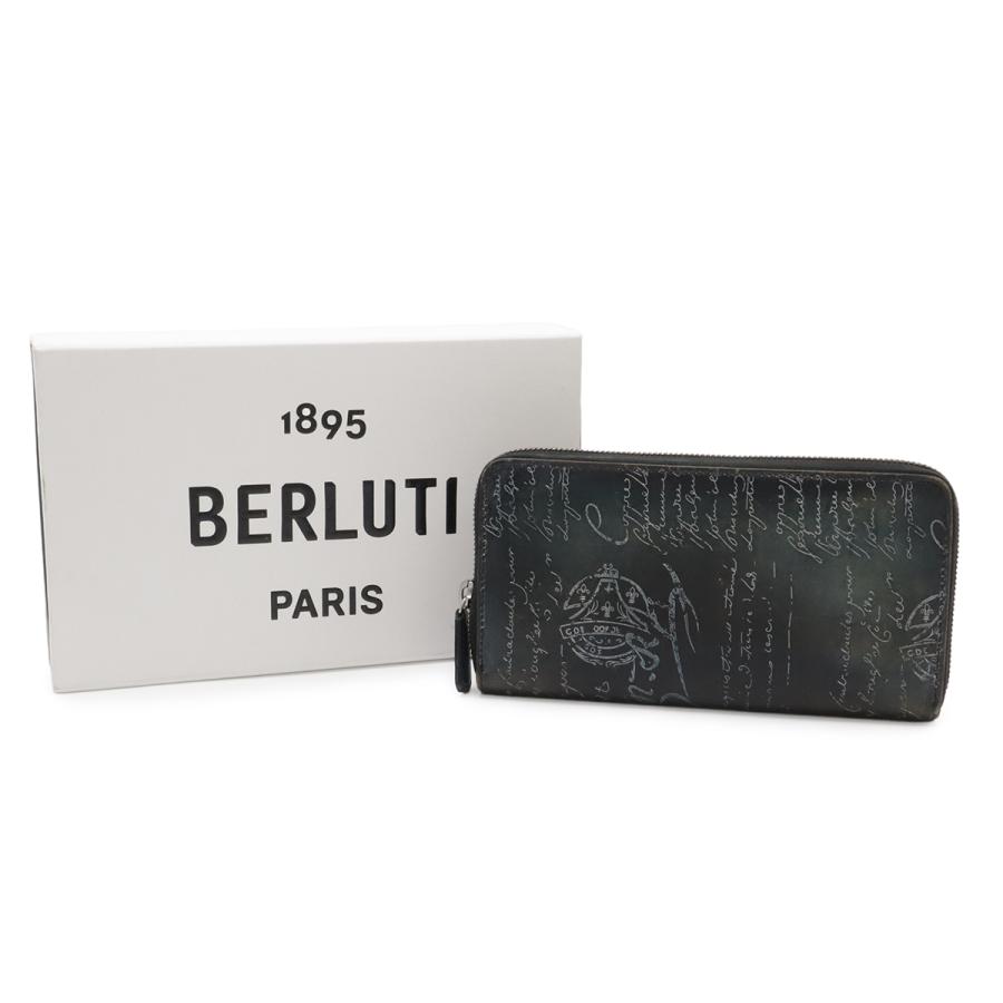 Berluti ベルルッティ カリグラフィー イタウバ ロングジップウォレット ラウンドファスナー 長財布 スクリットレザー ネイビー ブルー系 | Berluti | 08