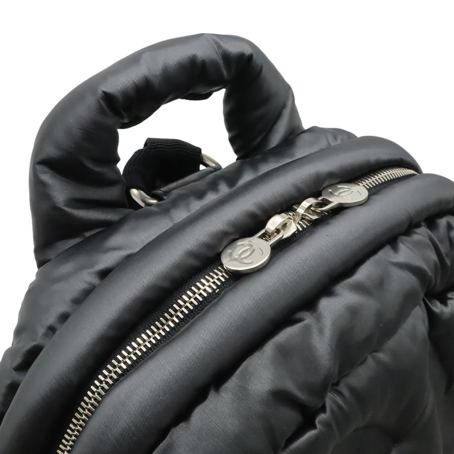CHANEL シャネル ドゥドーヌ ココネージュ バックパック リュックサック デイパック ロゴ型押し ナイロン ブラック 黒 シルバー金具 | CHANEL | 06