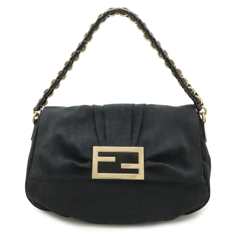 FENDI フェンディ ショルダーバッグ チェーン ワンショルダー 肩掛け ズッカ柄 キャンバス ブラック 黒 ゴールド金具 8BR614 | FENDI