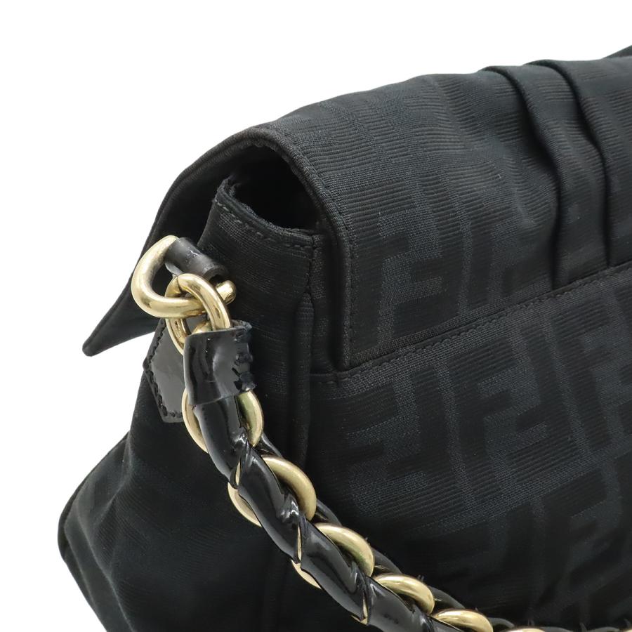 FENDI フェンディ ショルダーバッグ チェーン ワンショルダー 肩掛け ズッカ柄 キャンバス ブラック 黒 ゴールド金具 8BR614 | FENDI | 03