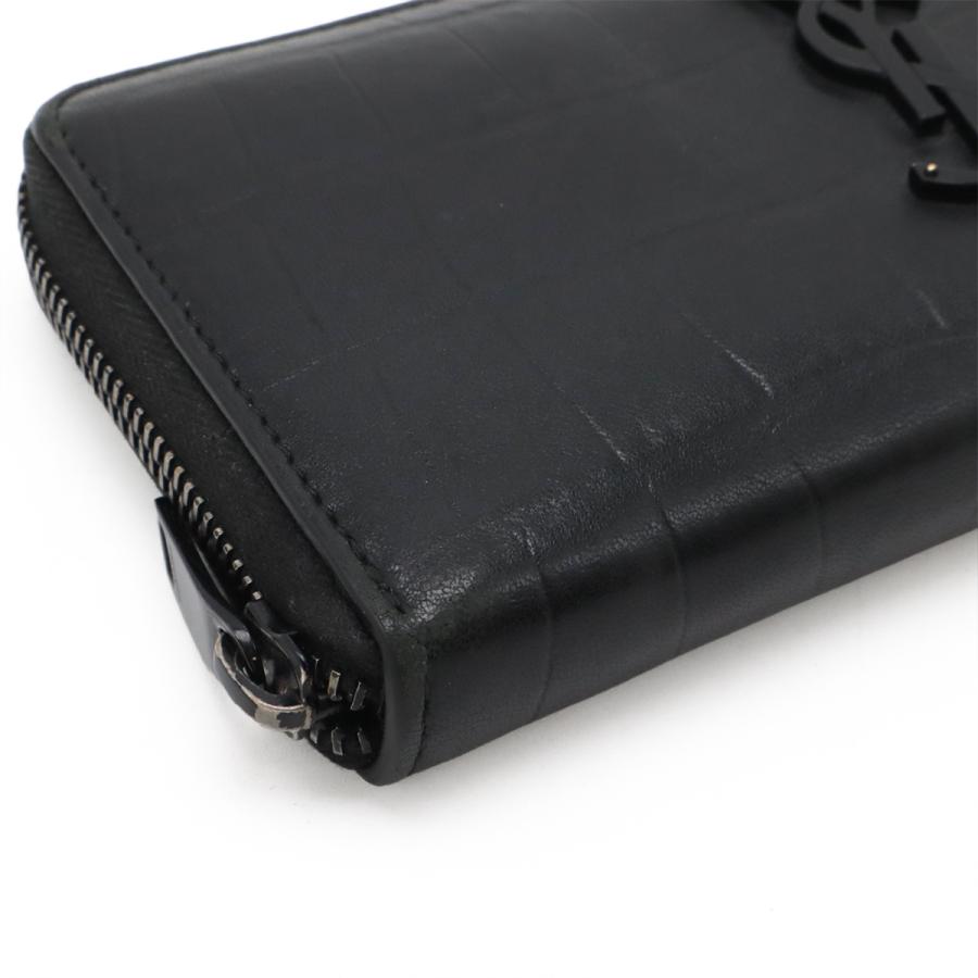 SAINT LAURENT PARIS サン ローラン パリ YSL イブサンローラン ラウンドファスナー 長財布 クロコ調 レザー ブラック 黒 ブラック金具 |  | 02