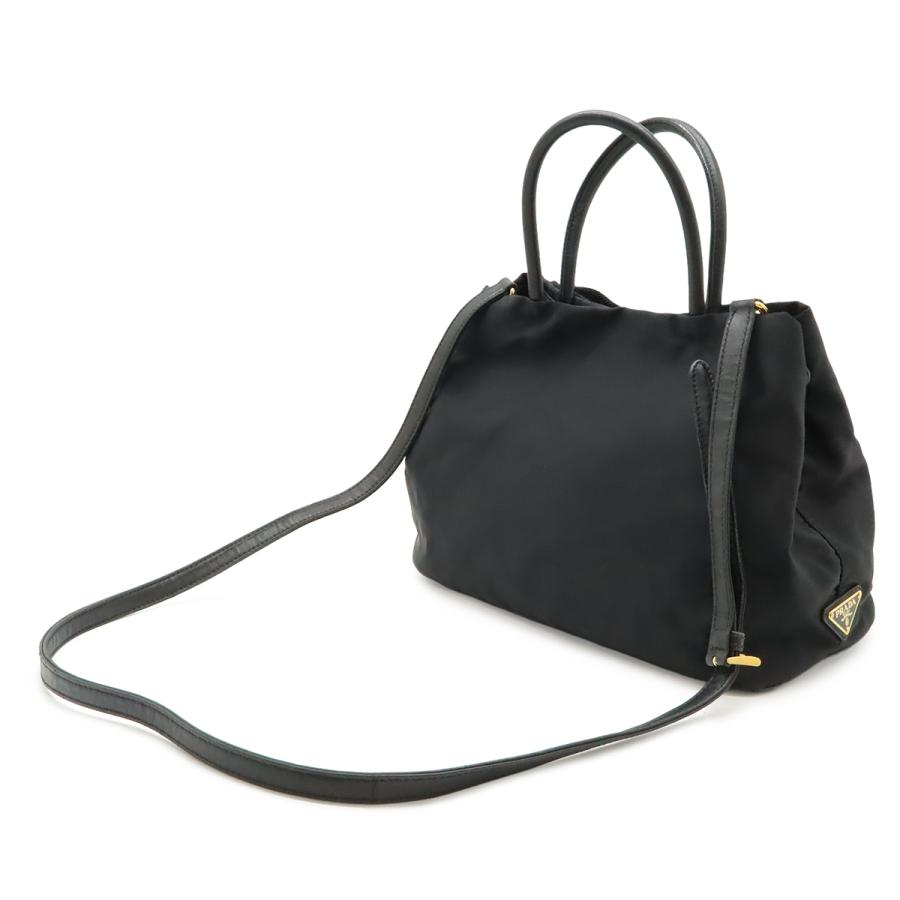 PRADA プラダ ロゴジャガード リボン ハンドバッグ 2WAY ショルダーバッグ ナイロン NERO 黒 ブラック ゴールド金具 | PRADA | 01