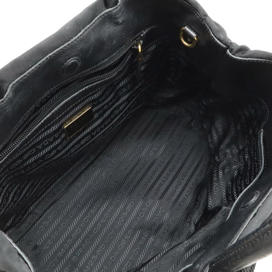 PRADA プラダ ロゴジャガード リボン ハンドバッグ 2WAY ショルダーバッグ ナイロン NERO 黒 ブラック ゴールド金具 | PRADA | 06