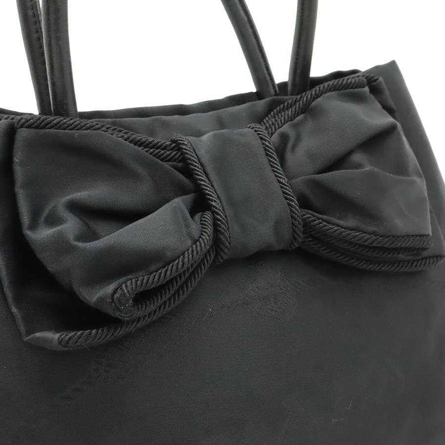 PRADA プラダ ロゴジャガード リボン ハンドバッグ 2WAY ショルダーバッグ ナイロン NERO 黒 ブラック ゴールド金具 | PRADA | 07