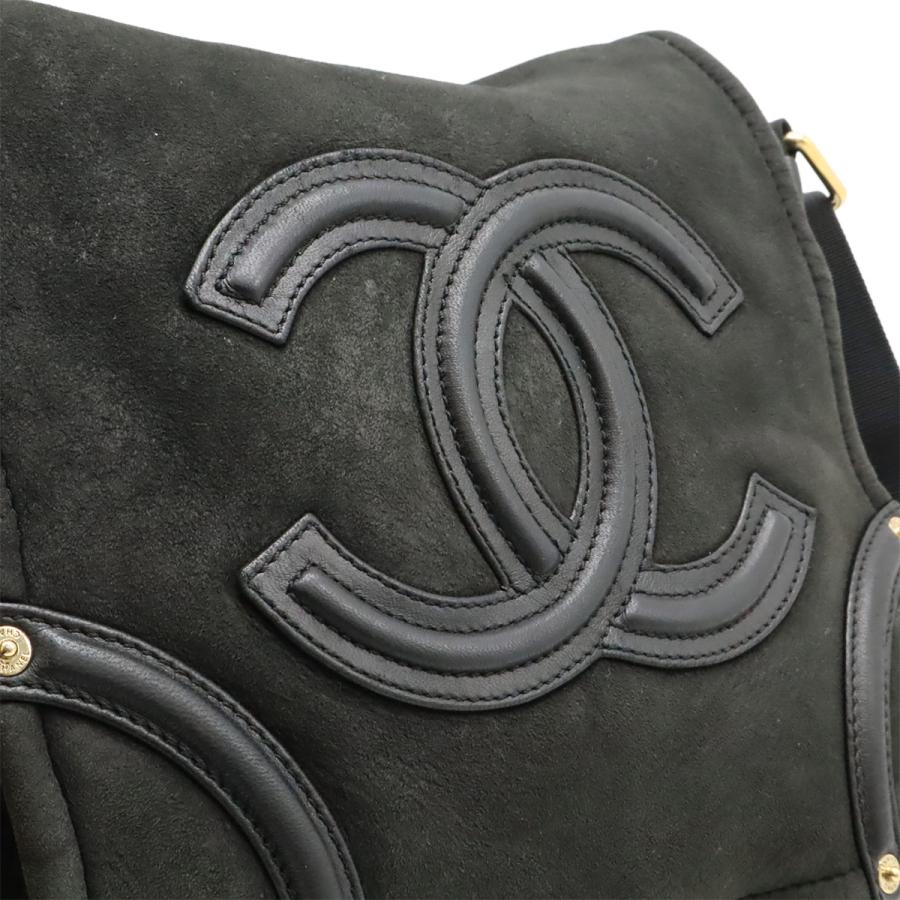 CHANEL シャネル ココマーク ショルダーバッグ メッセンジャーバッグ 斜め掛け ムートン レザー ボア ブラック 黒 ゴールド金具 | CHANEL | 07