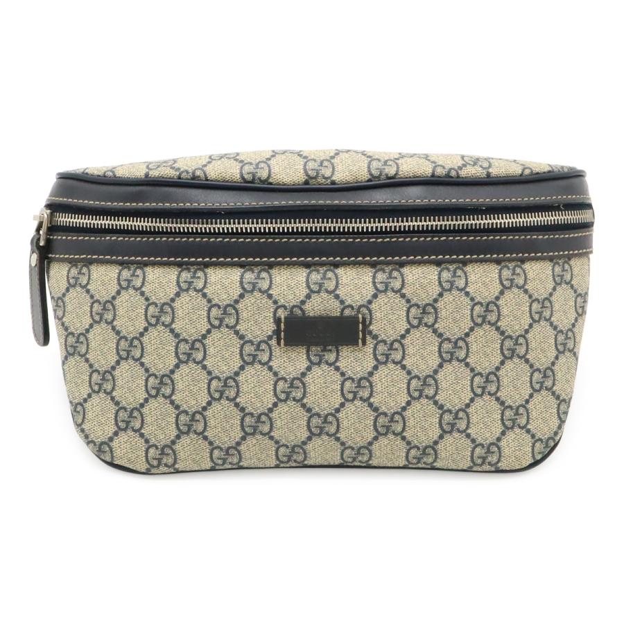 GUCCI グッチ GGスプリーム ボディバッグ ウエストバッグ ウエストポーチ ヒップバッグ PVC レザー ネイビー 紺 ベージュ 233269 | GUCCI