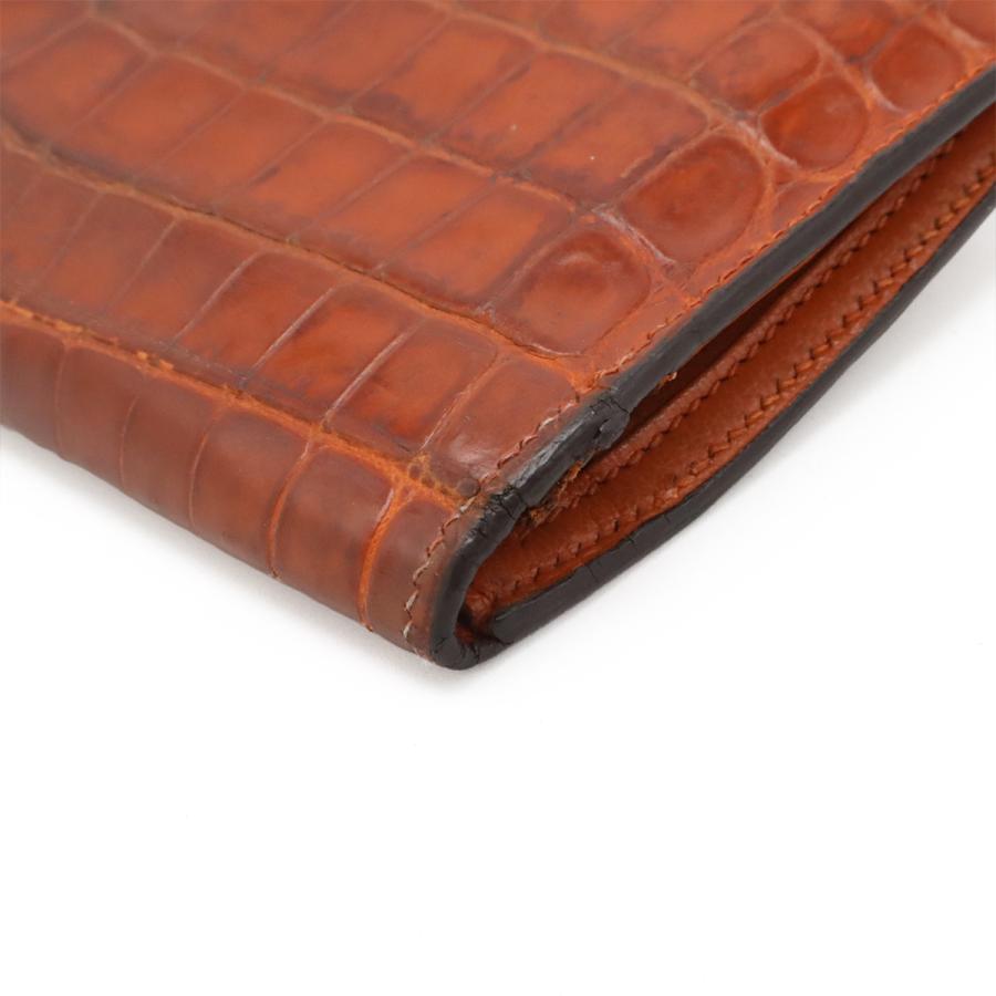 HERMES エルメス ベアン クラシック 2つ折長財布 二つ折り クロコダイル ニロティカス ワニ革 ダイヤモンド K18WG パンデピス オレンジ系 | HERMES | 02