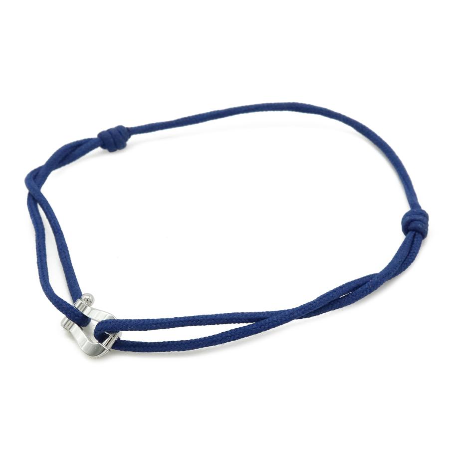 FRED フレッド フォース10 ミニ ブレスレット Au750 K18WG ホワイトゴールド コード ブルー 青 | Fred