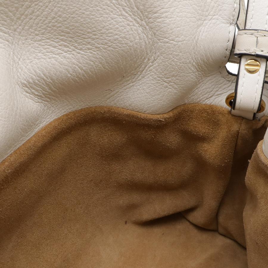 LOEWE ロエベ アナグラム フラメンコ クラッチ ミニ ショルダーバッグ ポシェット 2WAY クラッチバッグ 巾着 レザー アイボリー 白 | LOEWE | 08