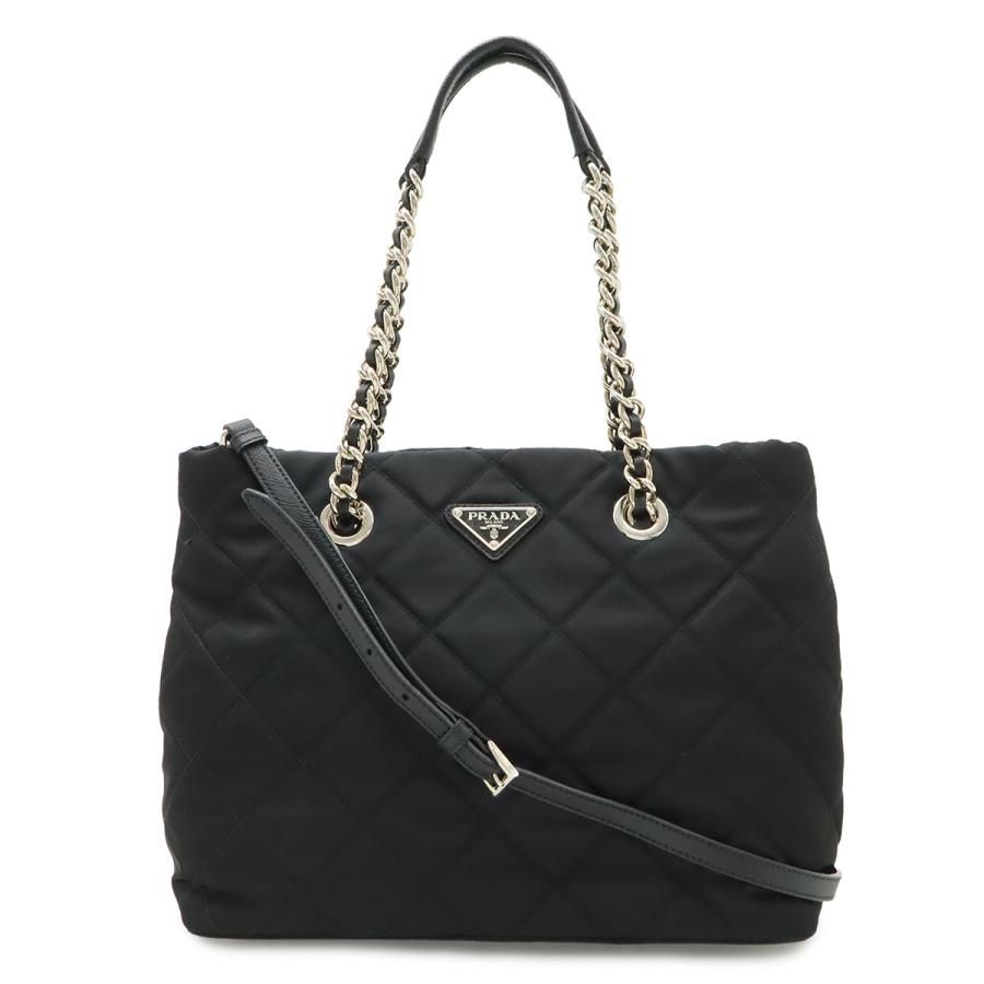 PRADA プラダ テスート トライアングルロゴ チェーンショルダーバッグ 2WAY キルティング ナイロン NERO ブラック | PRADA