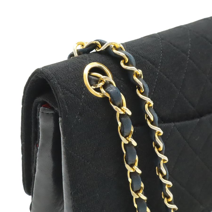 CHANEL シャネル マトラッセ ココマーク Wチェーンショルダー ショルダーバッグ コットンジャージー レザー ブラック 黒 ゴールド金具 | CHANEL | 03